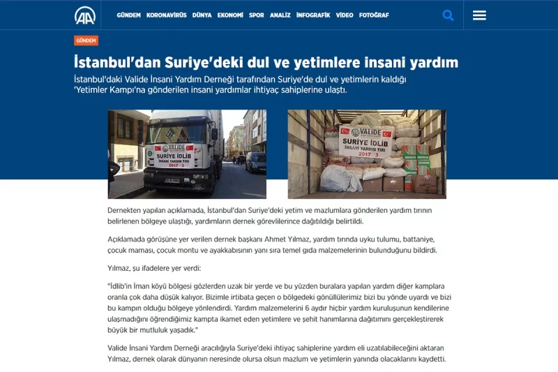 İstanbuldan Suriye'deki dul ve yetimlere insani yardım