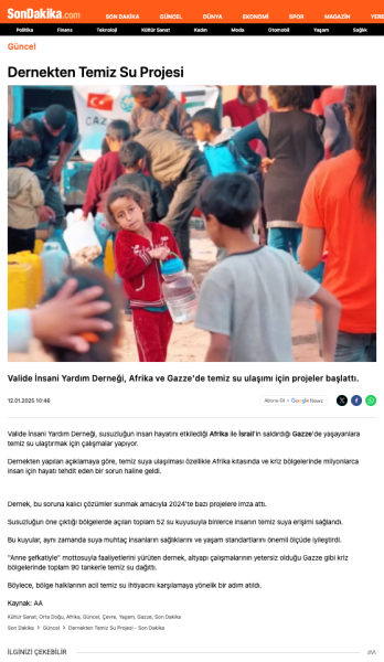 Dernekten Temiz Su Projesi