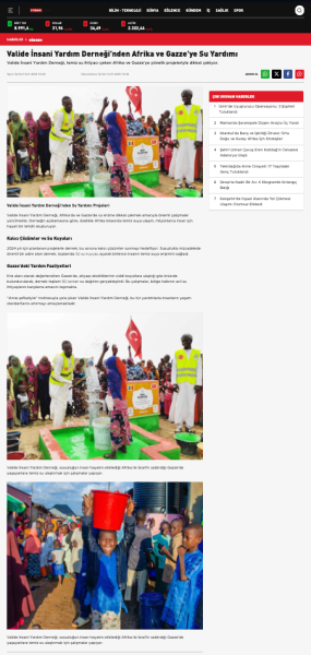 Valide İnsani Yardım Derneği'nden Afrika ve Gazze'ye Su Yardımı
