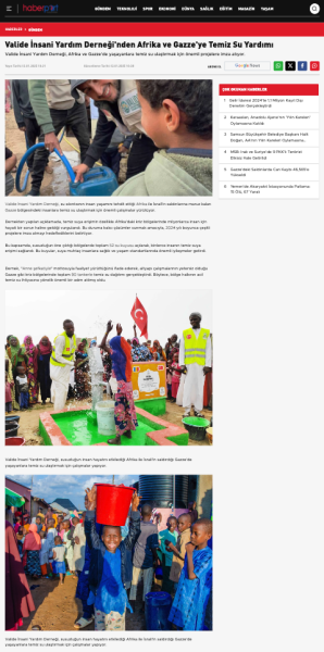 Valide İnsani Yardım Derneği'nden Afrika ve Gazze'ye Temiz Su Yardımı